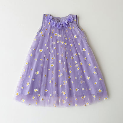 Summer Arrival Flowers Pattern Sleeveless Tulle Dress for Stylish Girls, MyKids-USA®, Baby & Toddler Dresses, MyKids-USA - Size/Age - 80 (9-12M) - Color - Purple -  -  - TR2505122237-C