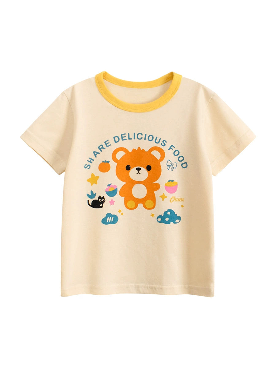Summer Girls’ Teddy Bear and Letters Print T-shirt in European and American Style, MyKids-USA®, Baby & Toddler Tops, MyKids-USA -  -  -  -  -  -  - 