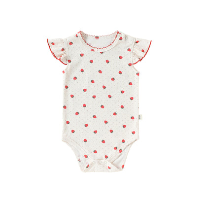 Summer Arrival Baby Unisex Sleeveless or Fly Sleeves Floral Bodysuits, MyKids-USA®, Bodysuits, MyKids-USA® - Size/Age - 66 (3-6M) - Color - Beige -  -  - TR2604212307-B.