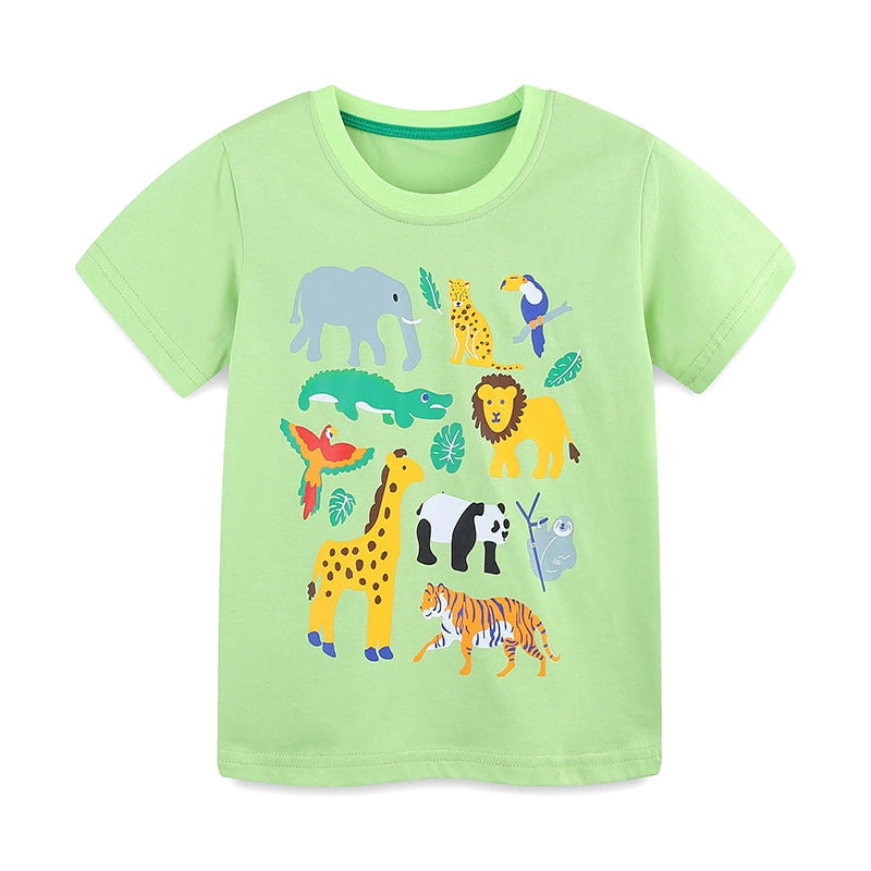 Summer Boys’ Cute Animals Cartoon Pattern T-shirt in European and American Style, MyKids-USA®, Baby Activity Tops, MyKids-USA -  -  -  -  -  -  - 