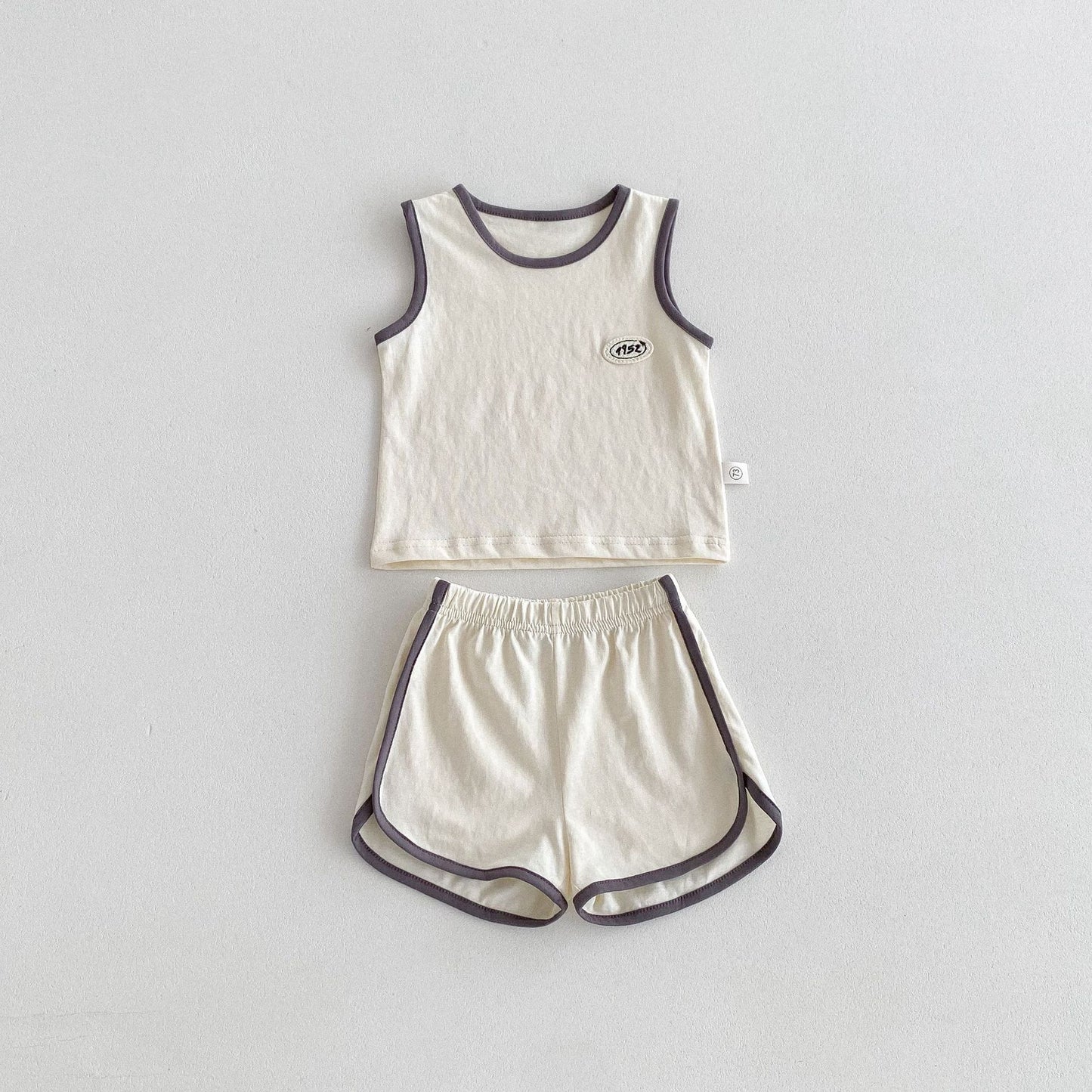 Summer Baby Kids Unisex Sleeveless Vest and Shorts Clothing Set, MyKids-USA®, Baby & Children's Outfits, MyKids-USA - Size/Age - 73 (6-9M) - Color - Beige -  -  - TR2605012124-A.