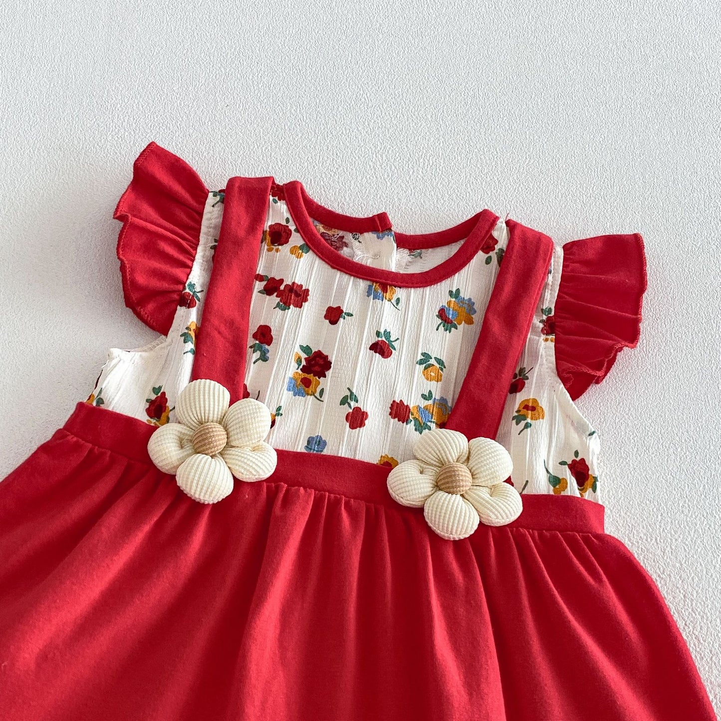 Summer Arrival Baby Girls Fly Sleeves Flowers Pattern Color Patchwork Bodysuit Dress with Hat, MyKids-USA®, Baby & Children's Dresses, MyKids-USA -  -  -  -  -  -  - .