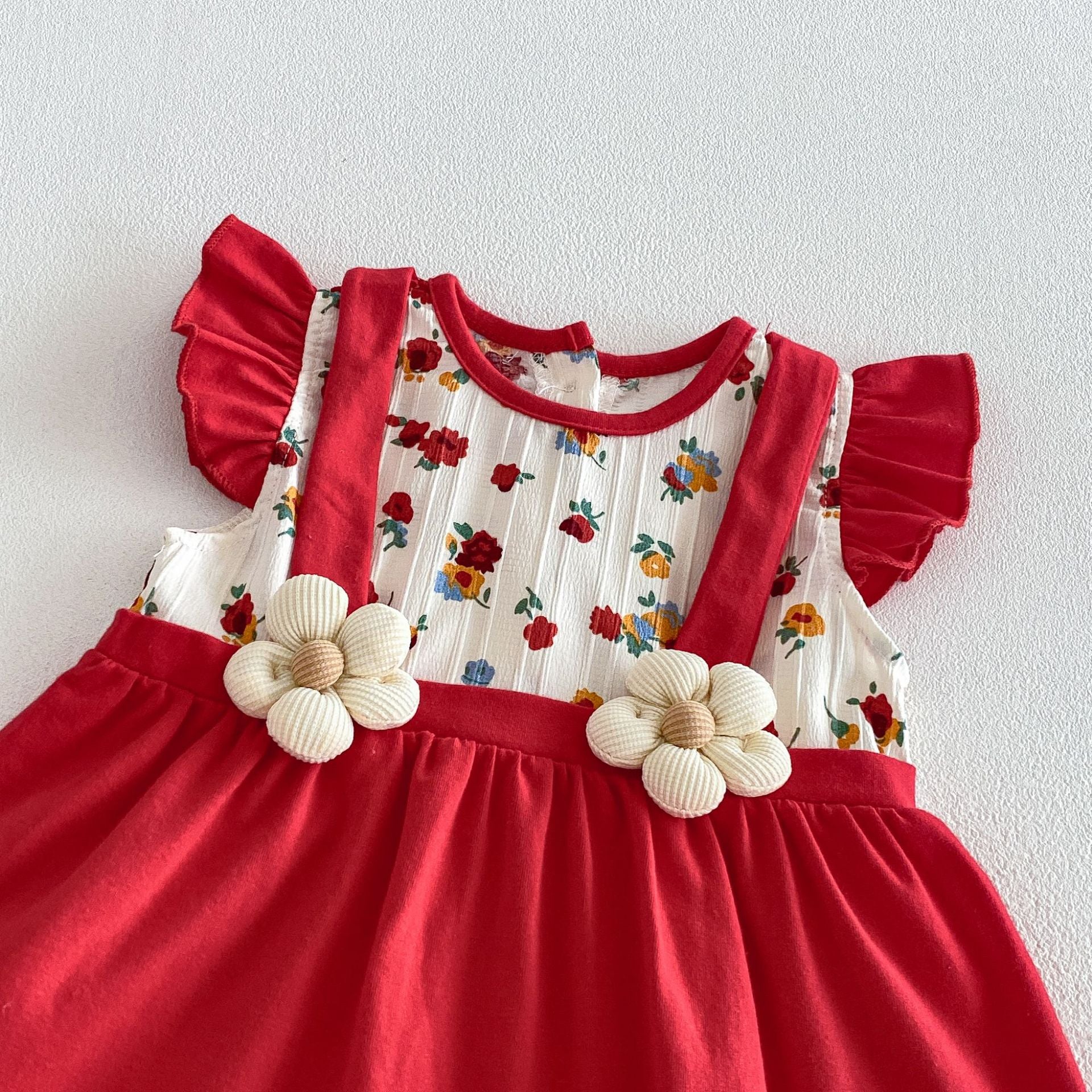 Summer Arrival Baby Girls Fly Sleeves Flowers Pattern Color Patchwork Bodysuit Dress with Hat, MyKids-USA®, Baby & Children's Dresses, MyKids-USA -  -  -  -  -  -  - .