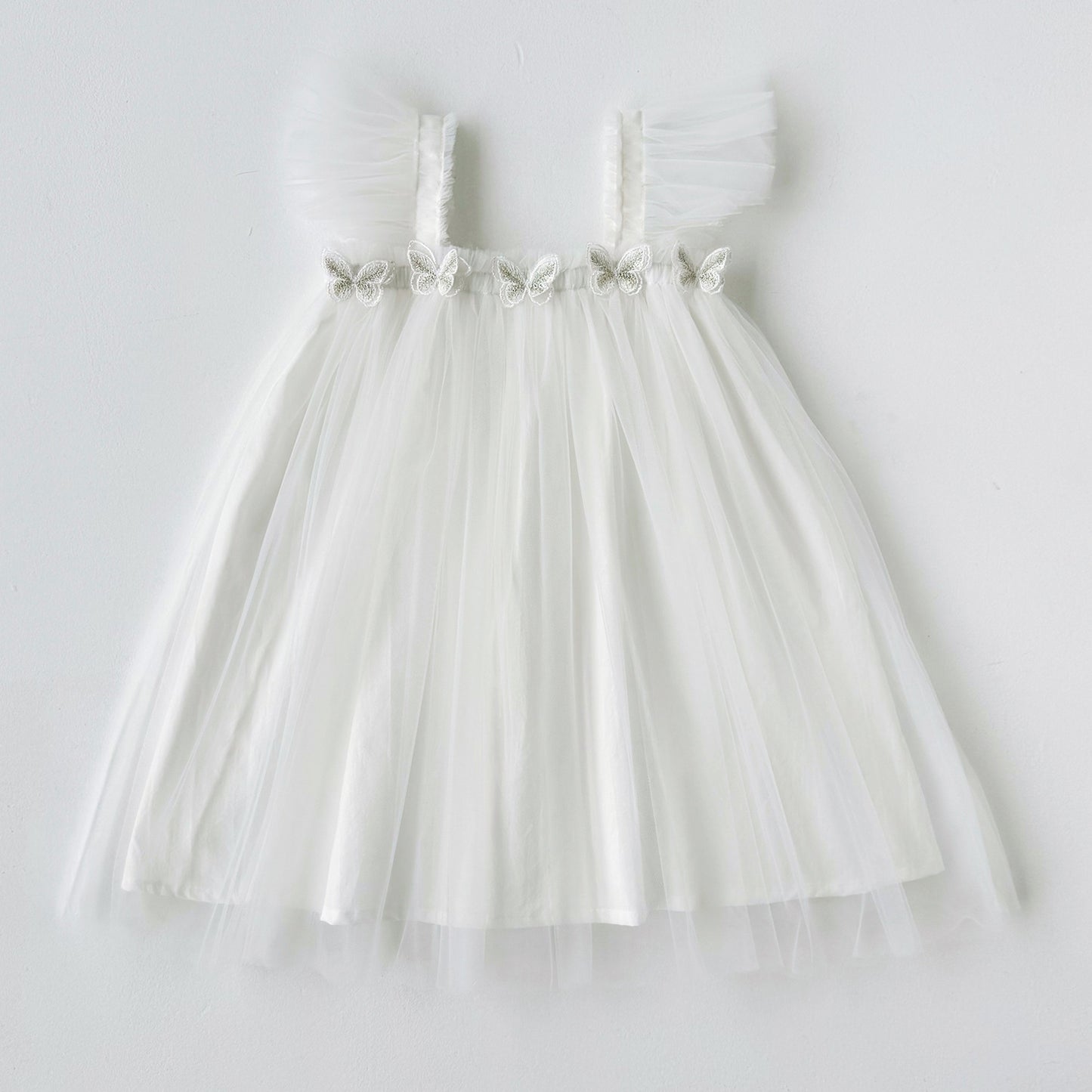 Summer Baby Kids Girls Fly Sleeves Butterfly Pattern Tulle Strap Dress, MyKids-USA®, Baby & Children's Dresses, MyKids-USA - Size/Age - 80 (9-12M) - Color - White -  -  - TR2605202128-E.
