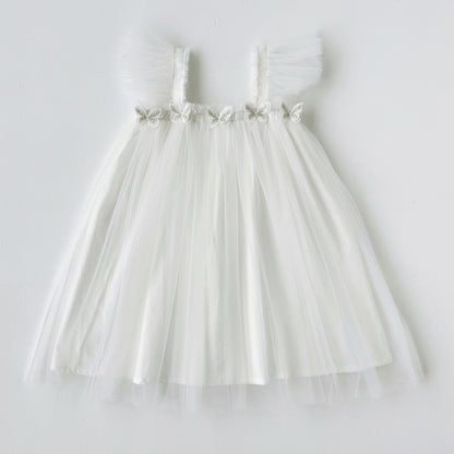 Summer Baby Kids Girls Fly Sleeves Butterfly Pattern Tulle Strap Dress, MyKids-USA®, Baby & Children's Dresses, MyKids-USA - Size/Age - 80 (9-12M) - Color - White -  -  - TR2605202128-E.