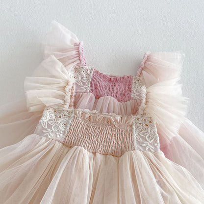Summer Arrival Baby Girls Fly Sleeves Tulle Patchwork Pink Bodysuit Dress, MyKids-USA®, Baby & Children's Dresses, MyKids-USA -  -  -  -  -  -  - .