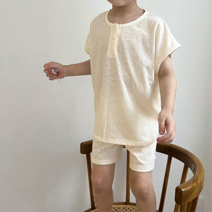 MyKids-USA® Arrival Summer Baby Kids Short Sleeves Plain T-shirt and Shorts Clothing Set
