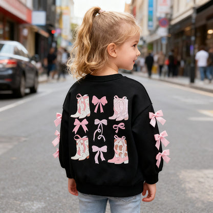 Autumn Arrival Kids Girls Butterfly-bows Decorated Crew Neck Long Sleeves Top Sweatshirt, MyKids-USA®, Sweatshirts, MyKids-USA -  -  -  -  -  -  - 