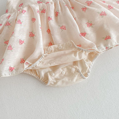 Summer Arrival Baby Girls Sleeveless Pink Flowers Pattern Dress Design Onesies, MyKids-USA®, Baby One-Pieces, MyKids-USA -  -  -  -  -  -  - 