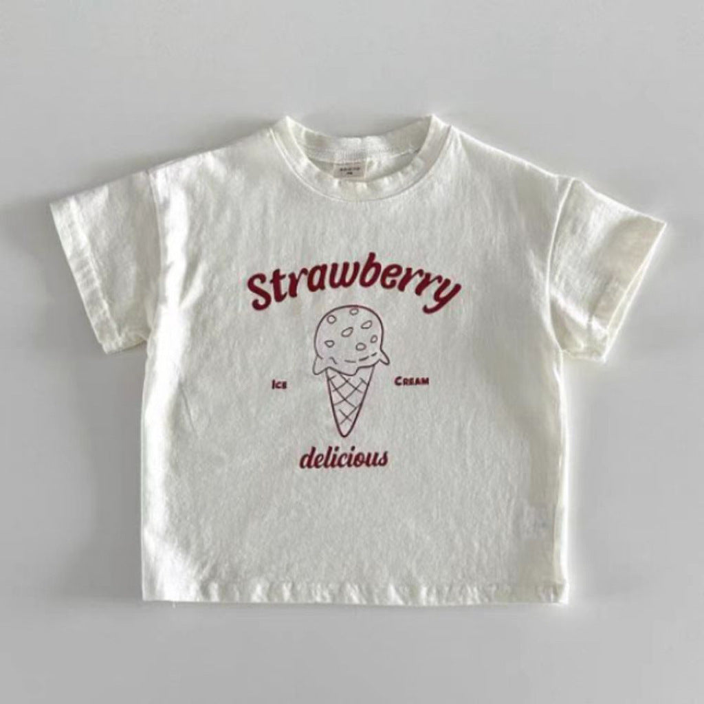 Summer New Arrival Kids Unisex Ice-Cream Pattern Short Sleeves T-Shirt
