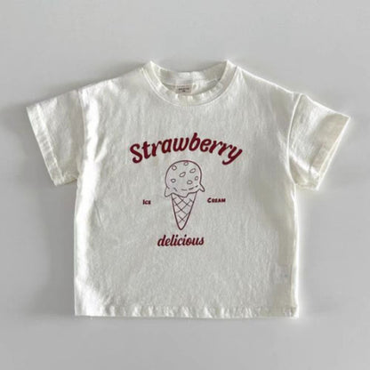 Summer New Arrival Kids Unisex Ice-Cream Pattern Short Sleeves T-Shirt