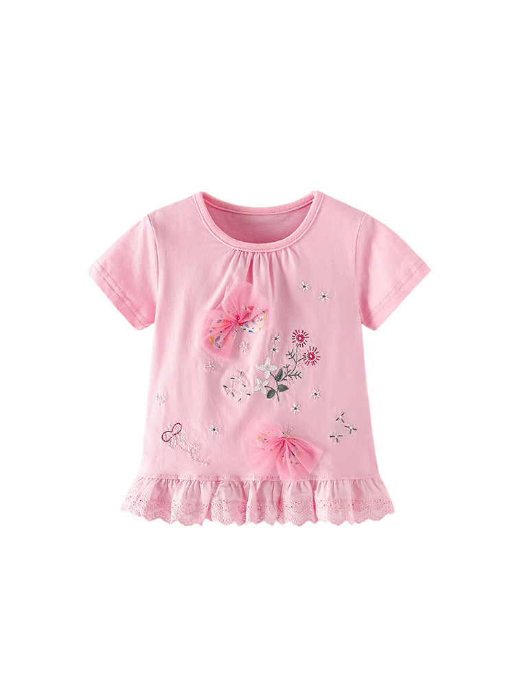 Summer Girls’ Flowers Pattern T-shirt in European and American Style, MyKids-USA®, T-Shirts, MyKids-USA -  -  -  -  -  -  - .