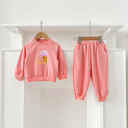 Spring and Autumn Kids Unisex Cute Cartoon Pattern Long Sleeves Top Pullover and Pants clothing Set, MyKids-USA®, Baby & Toddler Outfits, MyKids-USA - Size/Age - 80 (9-12M) - Color - Pink -  -  - TR2501052250-A