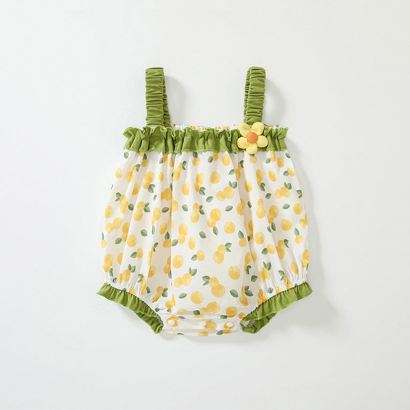 Summer Arrival Baby Girls Cute Sleeveless Fruits Pattern Printed Strap Onesies, MyKids-USA®, Baby One-Pieces, MyKids-USA - Size/Age - 66 (3-6M) - Color - Beige -  -  - TR2503272211-A