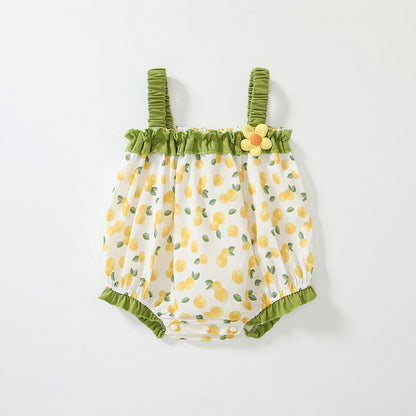 Summer Arrival Baby Girls Cute Sleeveless Fruits Pattern Printed Strap Onesies, MyKids-USA®, Baby One-Pieces, MyKids-USA - Size/Age - 66 (3-6M) - Color - Beige -  -  - TR2503272211-A
