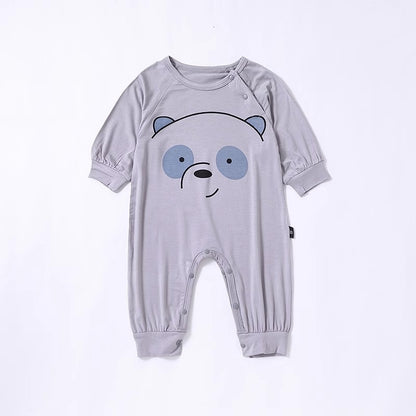 Baby Cartoon Bear Graphic Long Sleeve Soft Cotton Rompers
