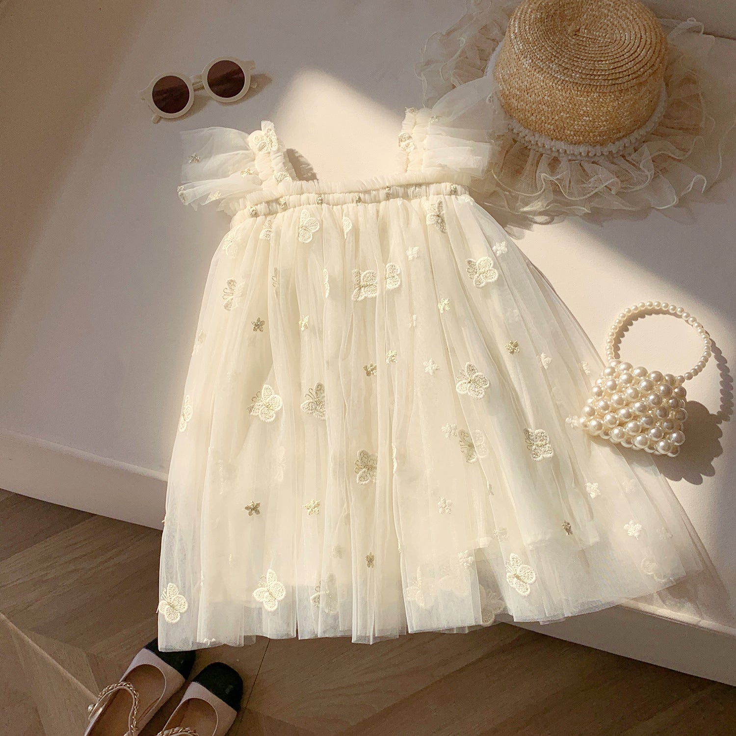 off-white kids girls casual dresses Glamorique Kids White Summer Elegant Wedding Tween Girls Off Shoulder Lace  Patchwork Chiffon Spaghetti Strap Short Front Long Back Dress For Prom  Birthday Banquet