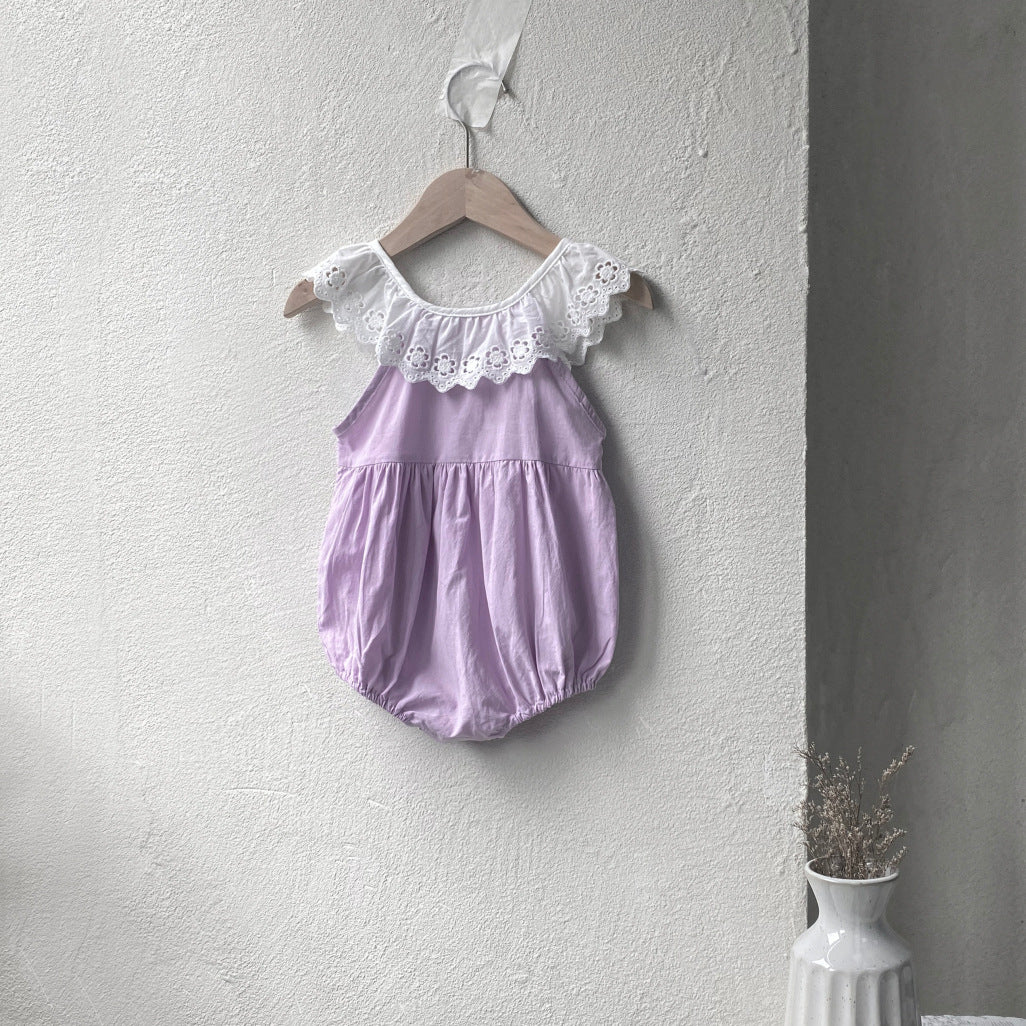 MyKids-USA® Summer Arrival Baby Girls Sleeveless Cute Flowers Hollow-out Pattern Collar Bodysuit