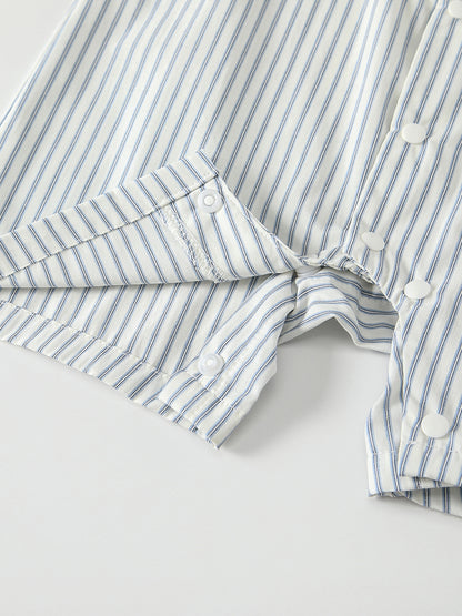 Summer Arrival Baby Boys Short Sleeves Color Patchwork Striped Rompers Bodysuits