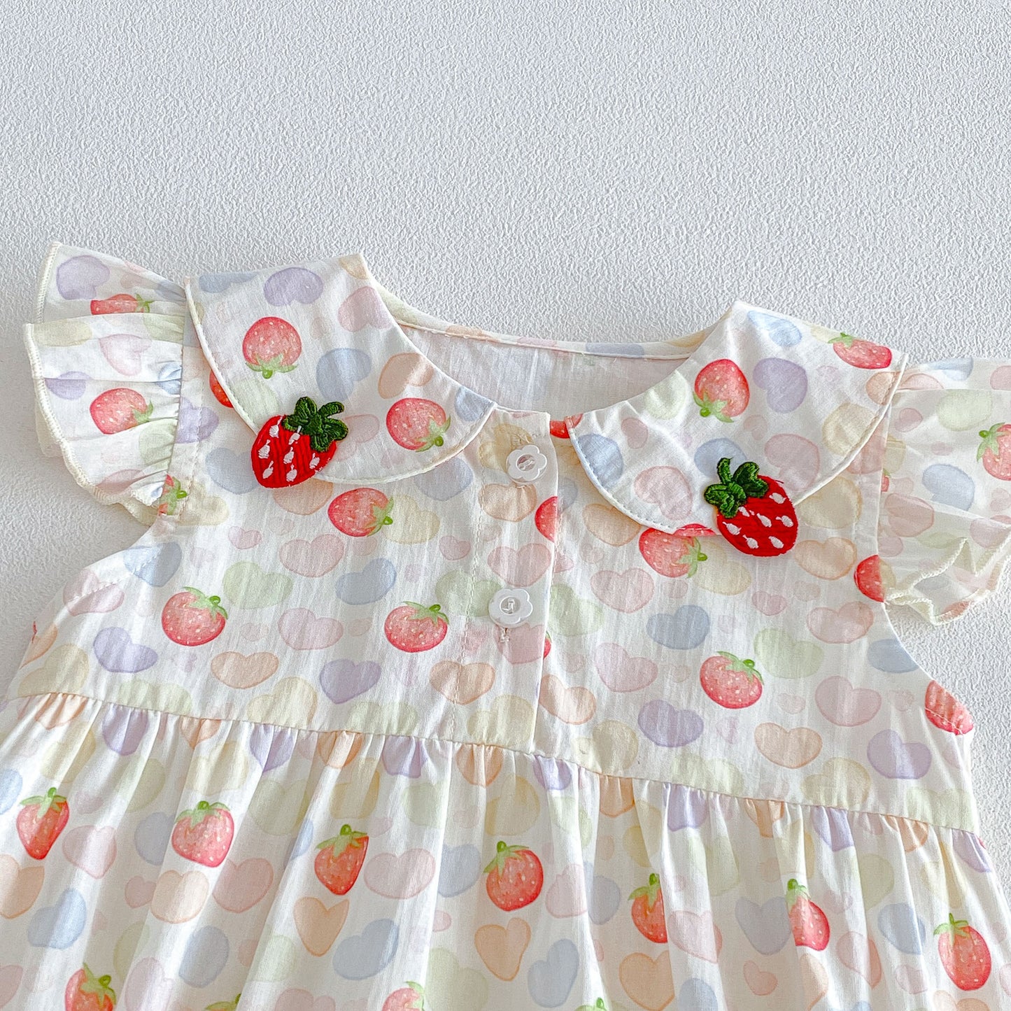Design Summer Baby Kids Girls Fly Sleeves Fruits Pattern Bodysuit