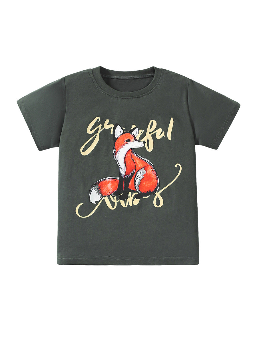 Boys’ Fox Print T-Shirt In European And American Style For Summer, MyKids-USA®, Baby & Toddler Tops, MyKids-USA -  -  -  -  -  -  - 