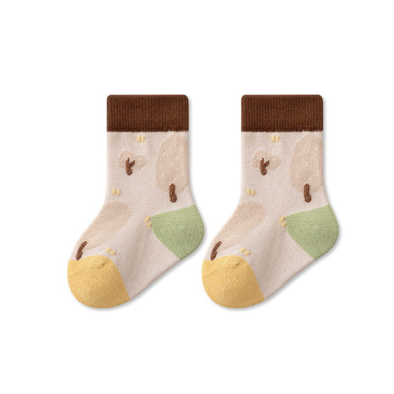 Autumn Baby Unisex Breathable Color Patchwork Anti-slip Socks, MyKids-USA®, Baby & Toddler Socks & Tights, MyKids-USA - Size/Age - S (0-1Y) - Color - Khaki -  -  - TR2511112355-D