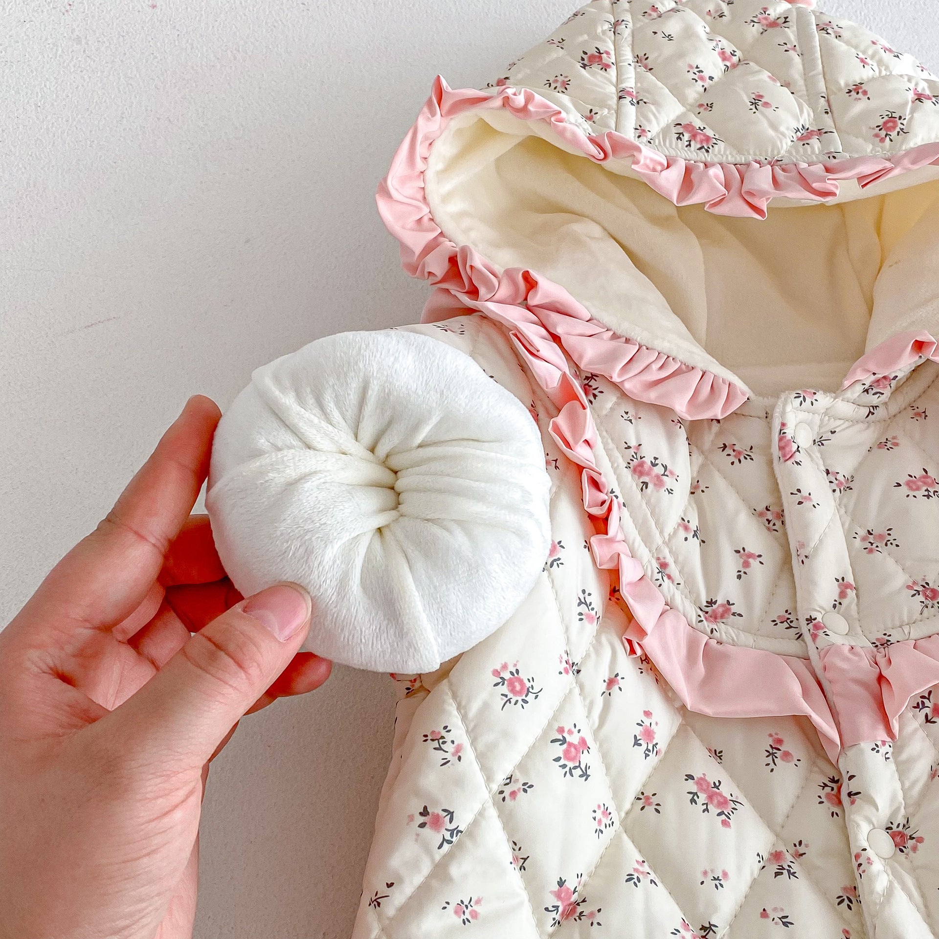 Winter Arrival Baby Girls Long Sleeves Floral Pattern Fleece-Lined Hooded Rompers, MyKids-USA®, Baby One-Pieces, MyKids-USA -  -  -  -  -  -  - .