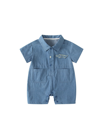 Summer Arrival Baby Boys Short Sleeves Cartoon Pattern Rompers Bodysuits