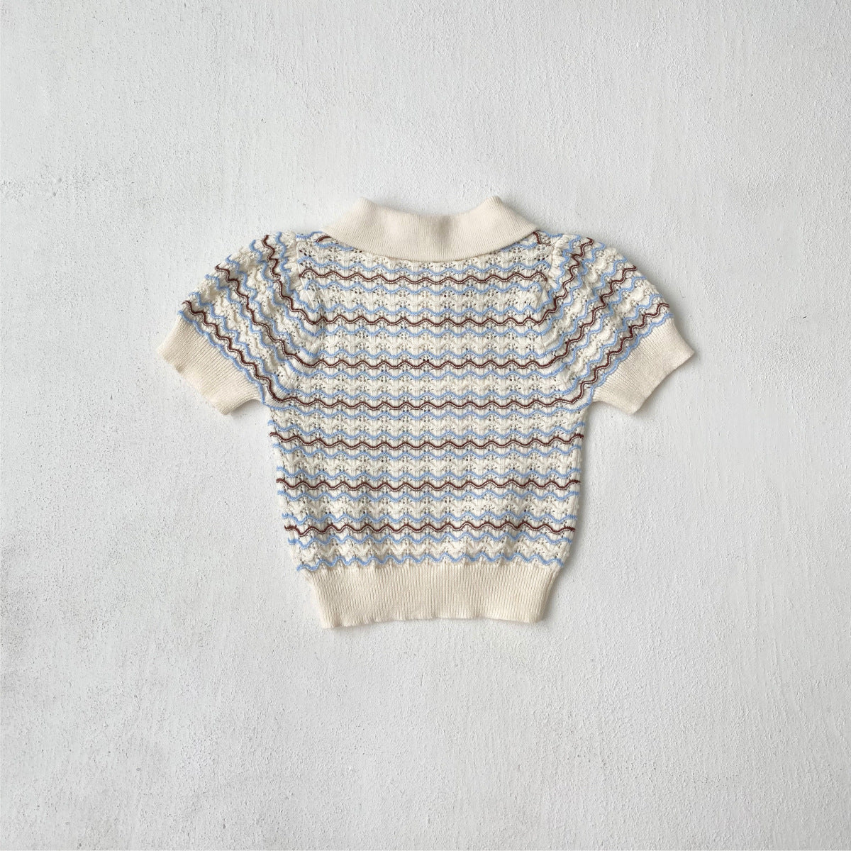 Arrival Summer Baby Kids Unisex Jacquard Pattern Knitted Short Sleeves Top
