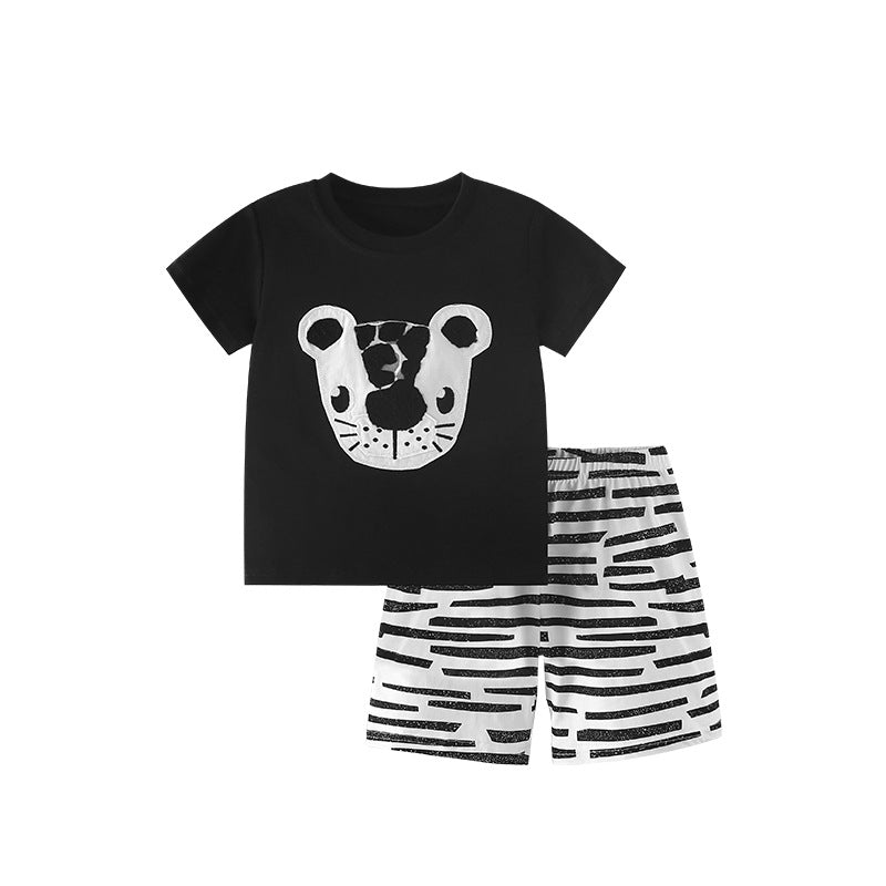 Summer Baby Kids Casual Animals Cartoon Pattern T-shirt and Shorts Clothing Set for Boys, MyKids-USA®, Baby & Toddler Outfits, MyKids-USA - Size/Age - 100 (2-3Y) - Color - Black -  -  - TR2505302125-A
