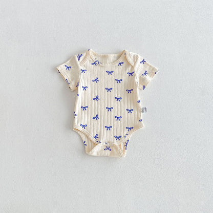 Summer Arrival Baby Girls Short Sleeves Hearts Pattern Bodysuit
