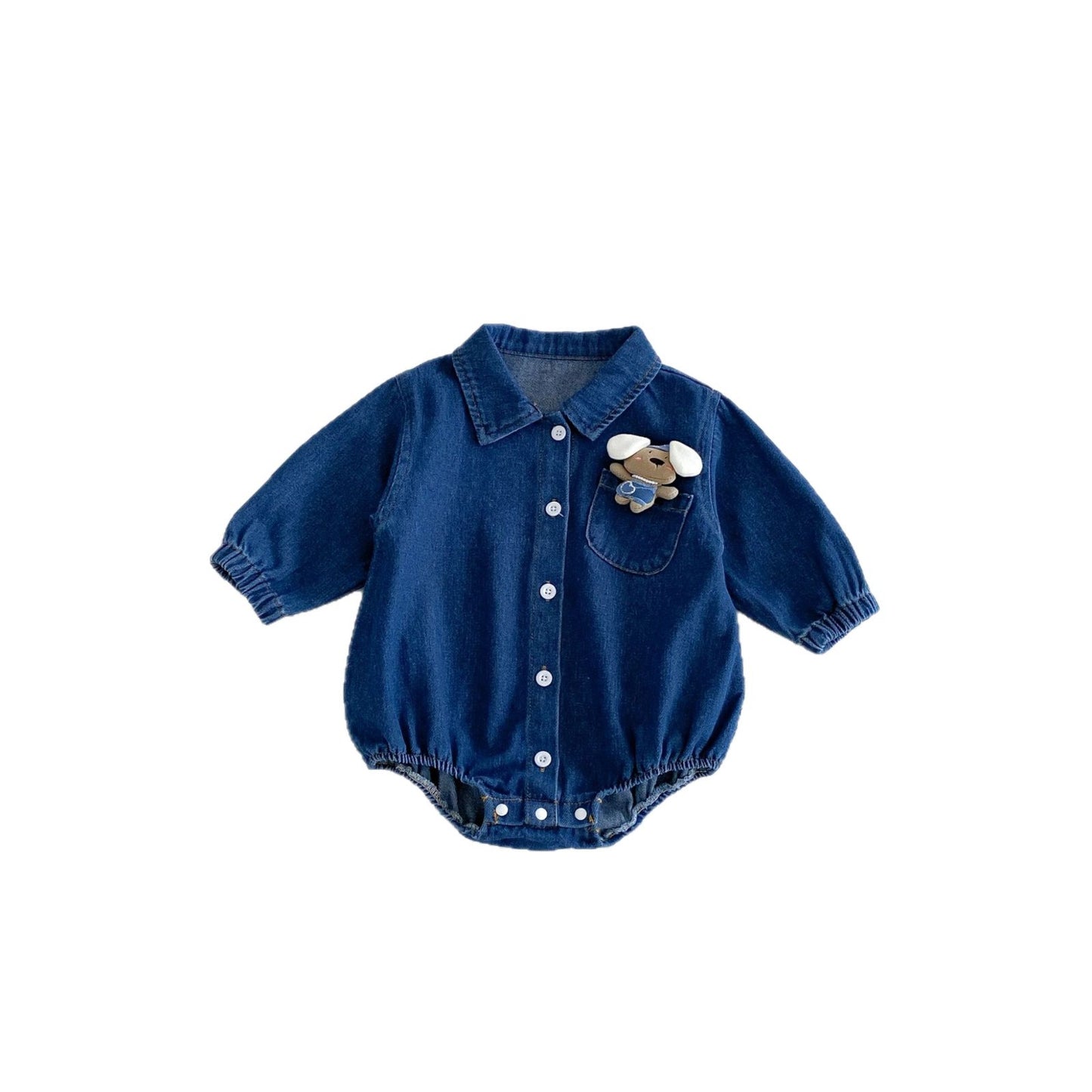 MyKids-USA® Autumn Arrival Baby Long Sleeves Cute Denim Single Breasted Bodysuit