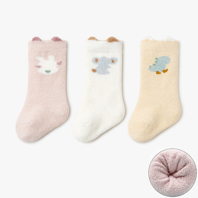 Winter Arrival Baby Unisex Breathable Animals Pattern Color Patchwork Socks 1 Lot=3-Pair Set