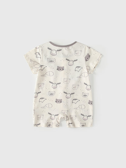 Summer Arrival Baby Boys Short Sleeves Cartoon Pattern Rompers Bodysuits