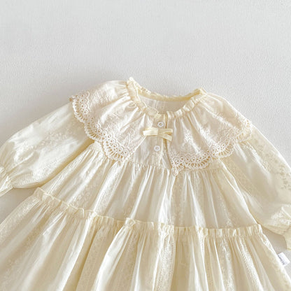 MyKids-USA® Autumn Arrival Baby Girls Long Sleeves Lace Trim Dress