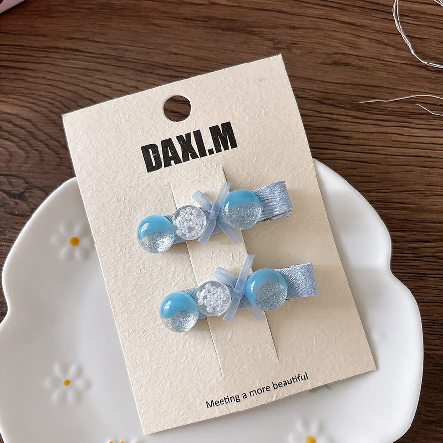 Collection of 2 Versatile Cute Butterfly-bow and Plaid Pattern Hair Clips, MyKids-USA®, Hair Pins, Claws & Clips, MyKids-USA - Size/Age - Average Size (0-12Y） - Color - Light Blue -  -  - TR2601242042-E.