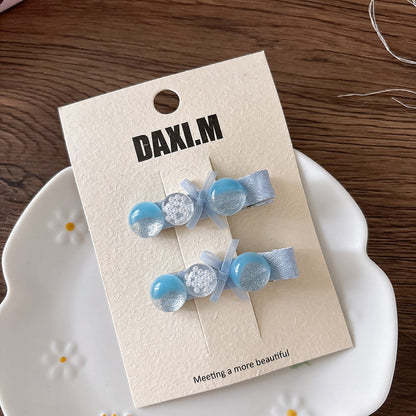 Collection of 2 Versatile Cute Butterfly-bow and Plaid Pattern Hair Clips, MyKids-USA®, Hair Pins, Claws & Clips, MyKids-USA - Size/Age - Average Size (0-12Y） - Color - Light Blue -  -  - TR2601242042-E.