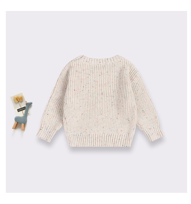 Baby Unisex Kids Colorful Dots Crew Neck Long Sleeve Pullover Sweater