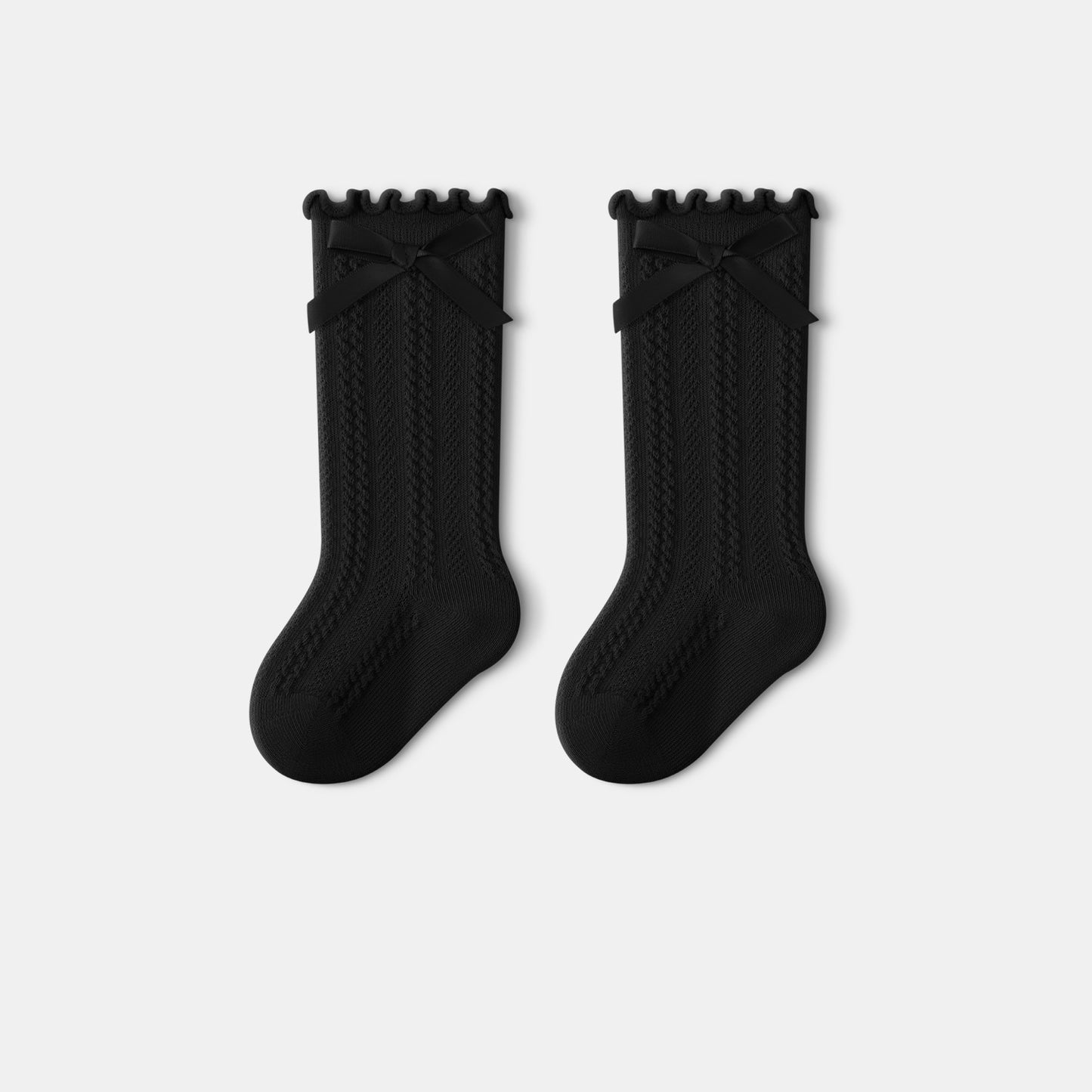 Autumn and Spring Baby Kids Girls Breathable Solid Color Pattern Cute Socks, MyKids-USA®, Crew Socks, MyKids-USA - SIze/Age - S (0-1Y) - Color - Black -  -  - TR2511172147-B