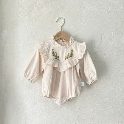 MyKids-USA® Autumn Long Sleeve Flowers Embroidered Baby Kids Girls Princess Bodysuit