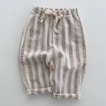 Summer Hot Selling Baby Unisex Breathable Thin Striped Loose Comfortable Pants