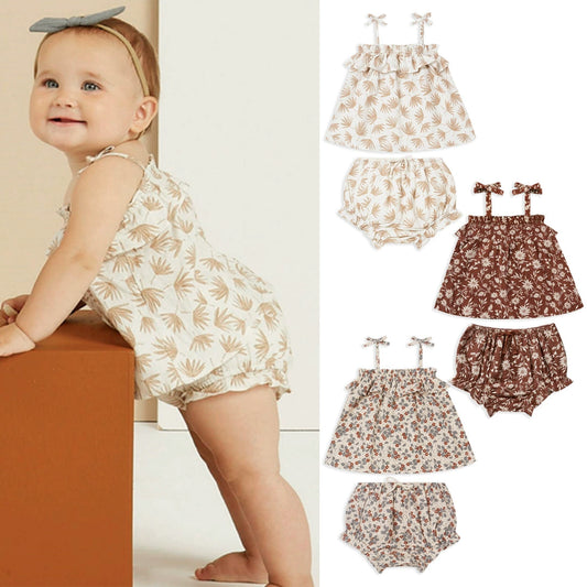 Summer Arrival Baby Kids Unisex Sleeveless Floral Pattern Top Vest and Bloomers Clothing Sets, MyKids-USA®, Baby & Toddler Outfits, MyKids-USA -  -  -  -  -  -  - 