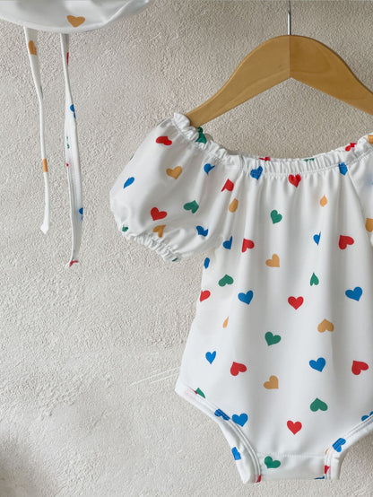 Arrival Girls’ Hearts Pattern Swimwear with Hat Set, MyKids-USA®, Baby & Toddler Swimwear, MyKids-USA -  -  -  -  -  -  - .