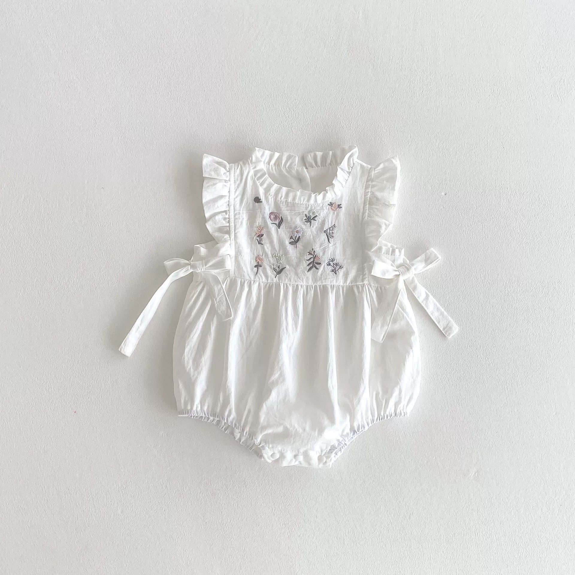 Summer Arrival Baby Girls Flowers Embroidered Fly Sleeves Onesies, MyKids-USA®, Baby One-Pieces, MyKids-USA -  -  -  -  -  -  - 