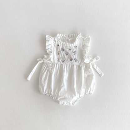 Summer Arrival Baby Girls Flowers Embroidered Fly Sleeves Onesies, MyKids-USA®, Baby One-Pieces, MyKids-USA -  -  -  -  -  -  - 