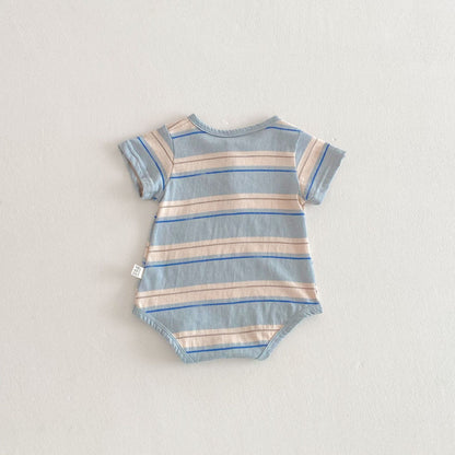 Summer Arrival Baby Boys Striped Short Sleeves Onesies, MyKids-USA®, Baby One-Pieces, MyKids-USA -  -  -  -  -  -  - 