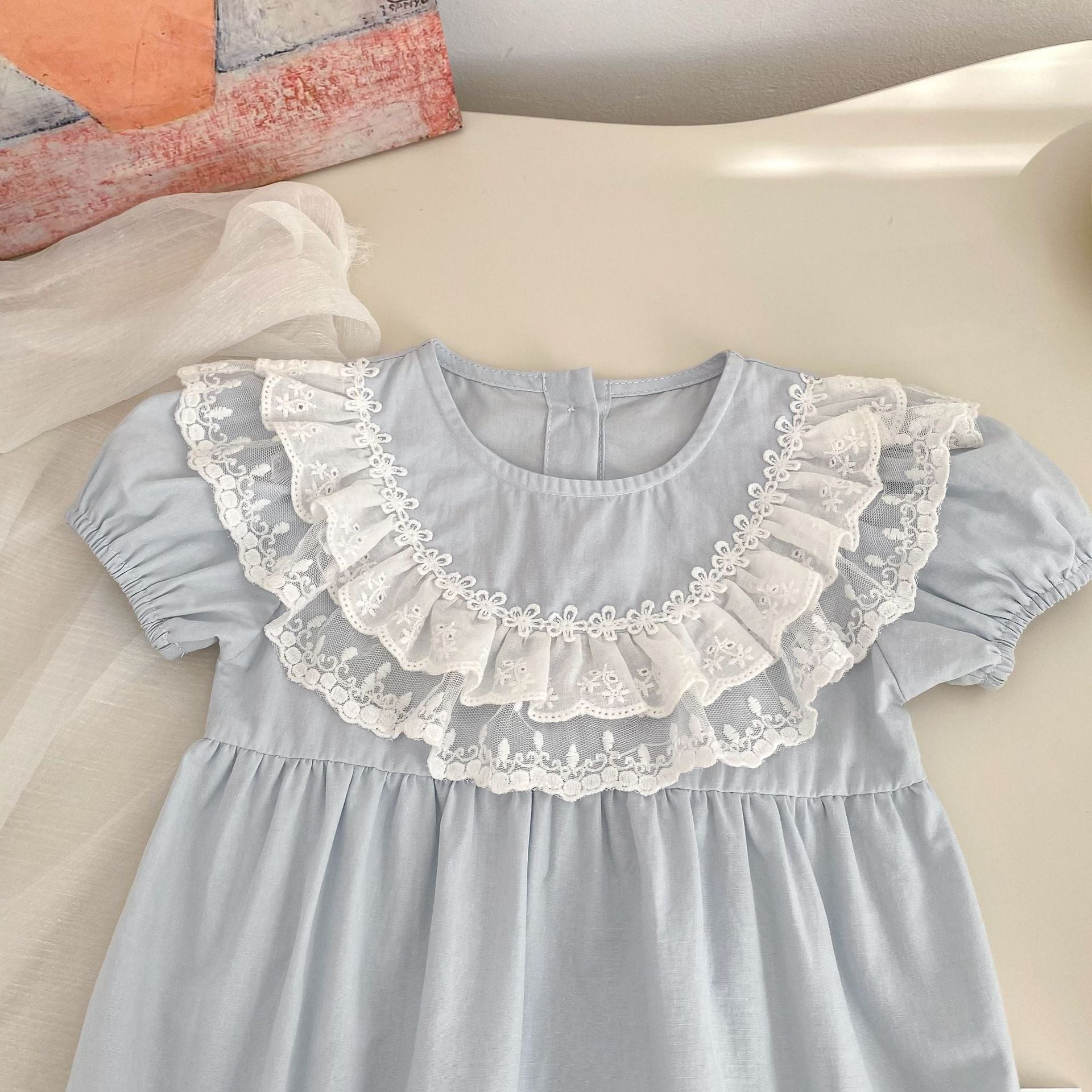 Summer Arrival Baby Girls Short Sleeves Lace Trim Crew Neck Bodysuit, MyKids-USA®, Bodysuits, MyKids-USA -  -  -  -  -  -  - .