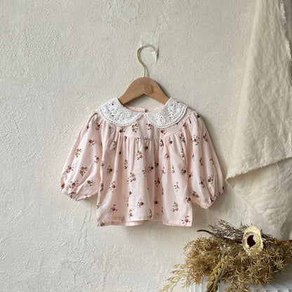 MyKids-USA® Autumn Arrival Baby Kids Girls Princess Long Sleeves Hollow-out Collar Floral Top