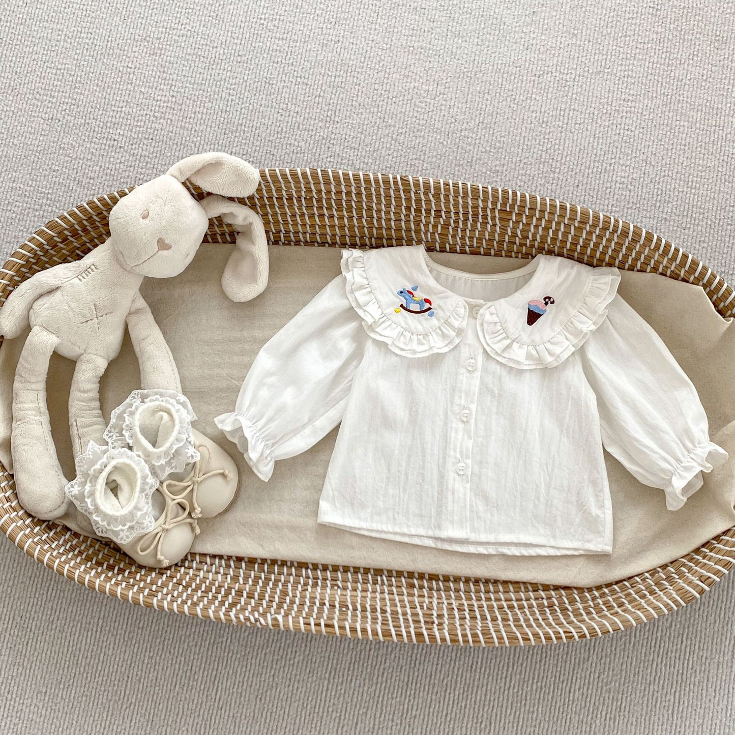 Arrival Autumn Baby Girls Cartoon Embroidery Pattern Long Sleeves Top and Denim Strap Dress Clothing Set, MyKids-USA®, Baby & Toddler Dresses, MyKids-USA - Size/Age - 73 (6-9M) - Color - Beige -  -  - TR2408100841-A