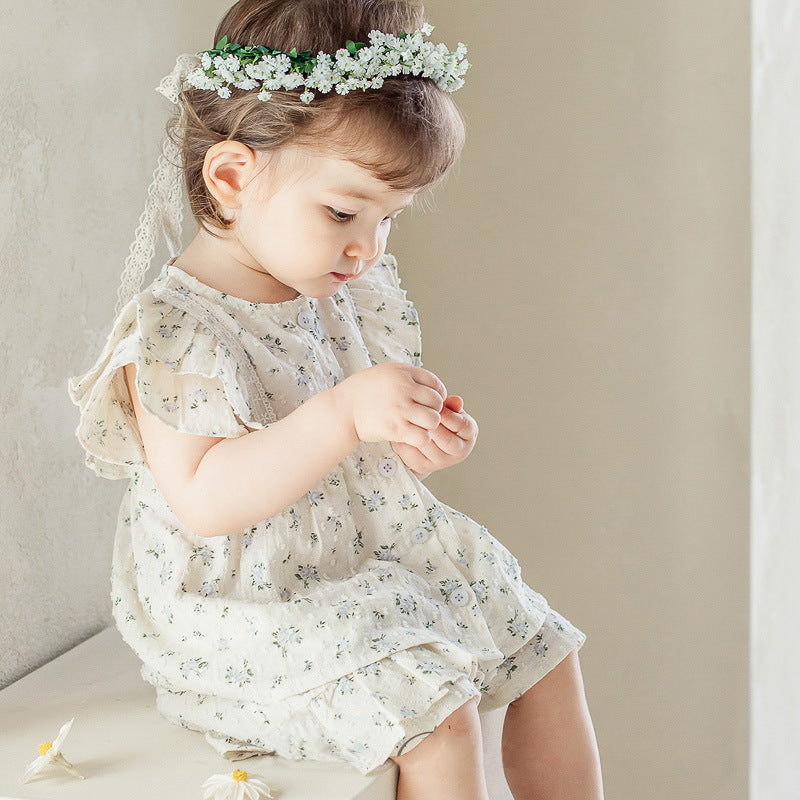 Baby Girl Flower Pattern Flying Sleeves Onesies & Clothing Sets With Headband, MyKids-USA®, Baby & Toddler Outfits, MyKids-USA -  -  -  -  -  -  - 